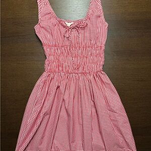 Red and White Smocked Sleeveless Mini Sundress